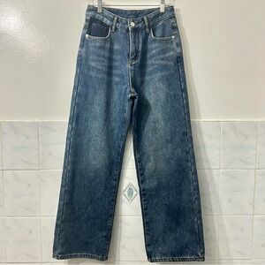 Women’s High Rise Wide Leg Denim Jeans 27x27 Small Capsule Casual Minimalist 90s